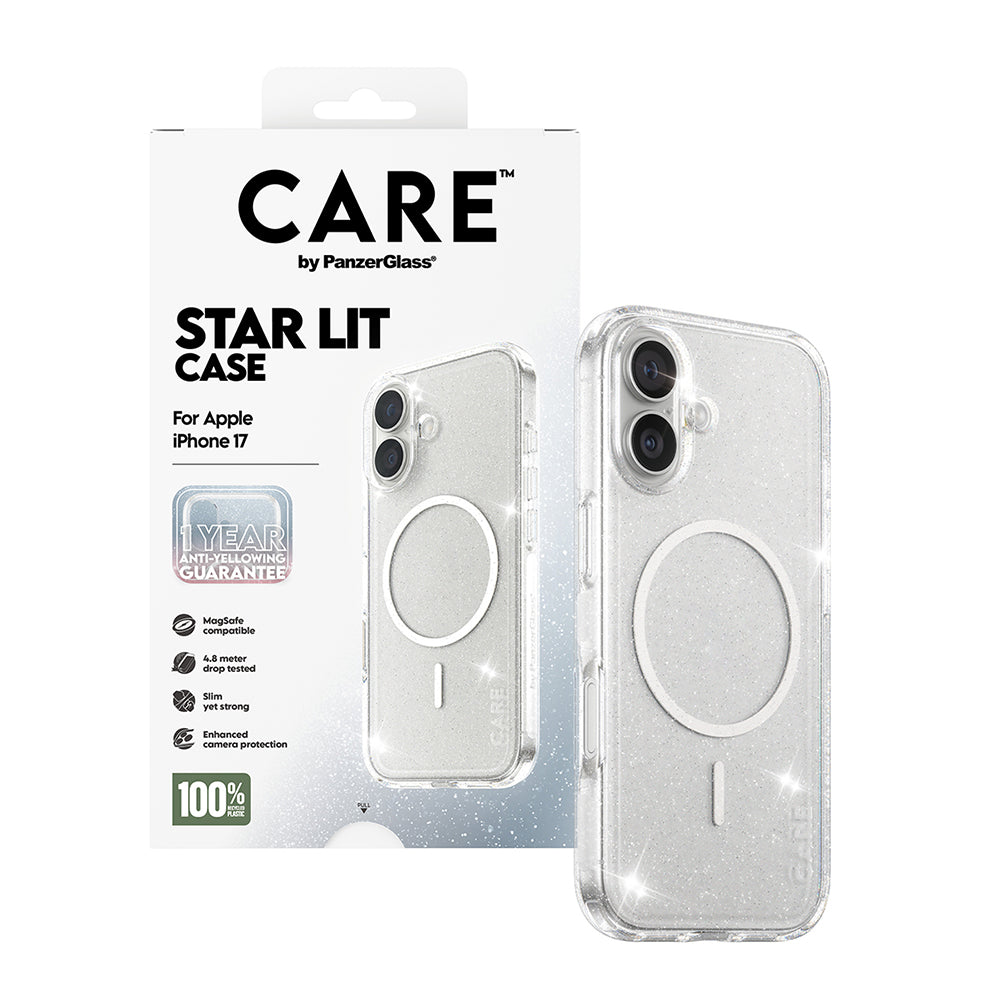 Ovitek MagSafe za Apple iPhone 17, PanzerGlass, Care Urban Explorer Star Lit, Prozorna Bela