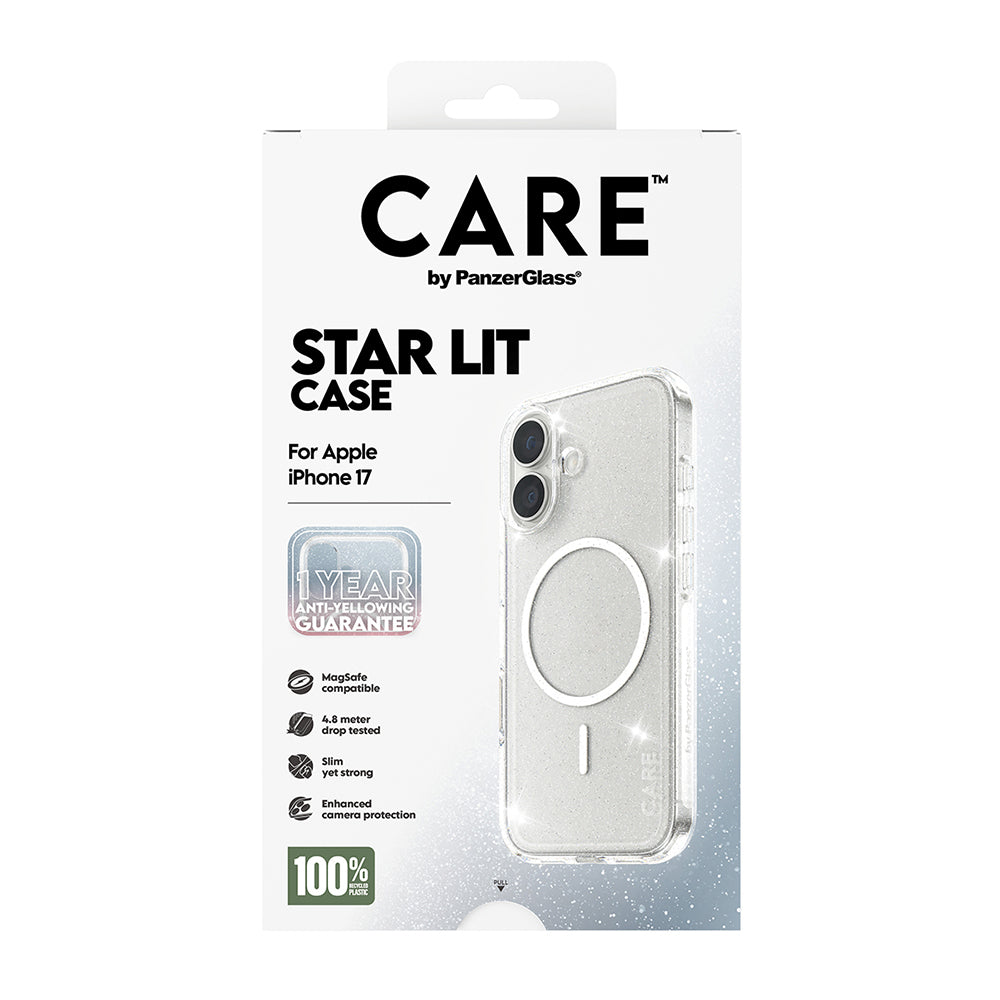 Ovitek MagSafe za Apple iPhone 17, PanzerGlass, Care Urban Explorer Star Lit, Prozorna Bela