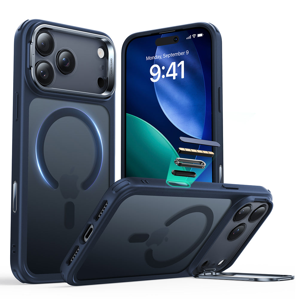 Ovitek MagSafe za Apple iPhone 17 Pro, ESR, Classic Hybrid Kickstand, Satenasto modra