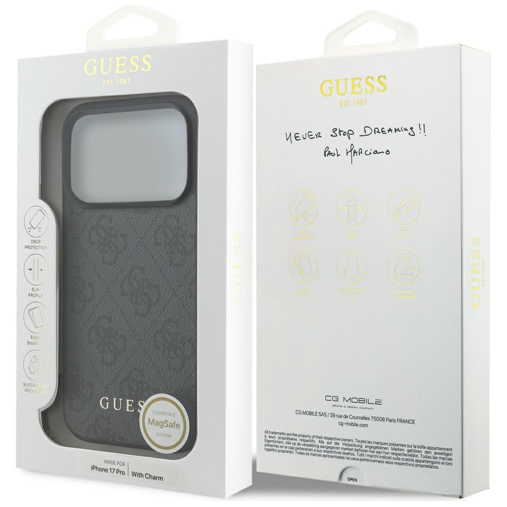 MagSafe ovitek za Apple iPhone 17 Pro, Guess, 4G Charm Cradle, črn