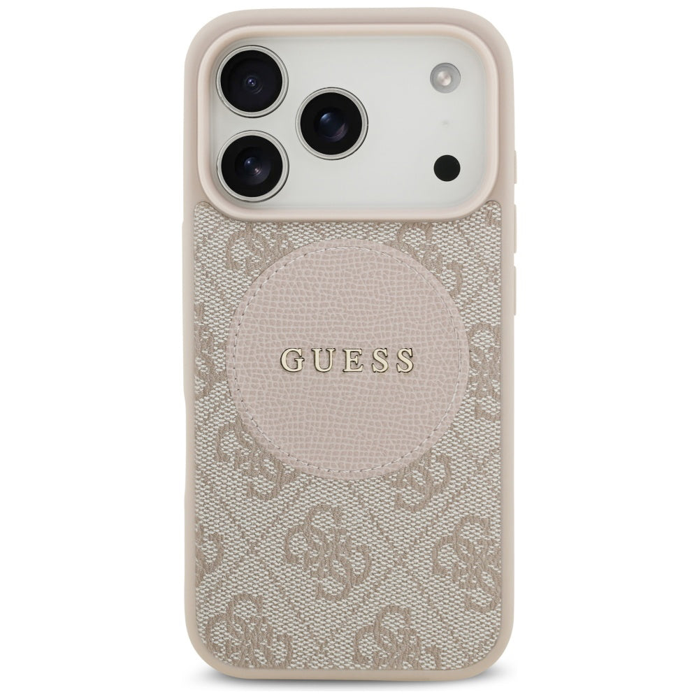 MagSafe ovitek za Apple iPhone 17 Pro, Guess, 4G Circle Classic Logo, Roza
