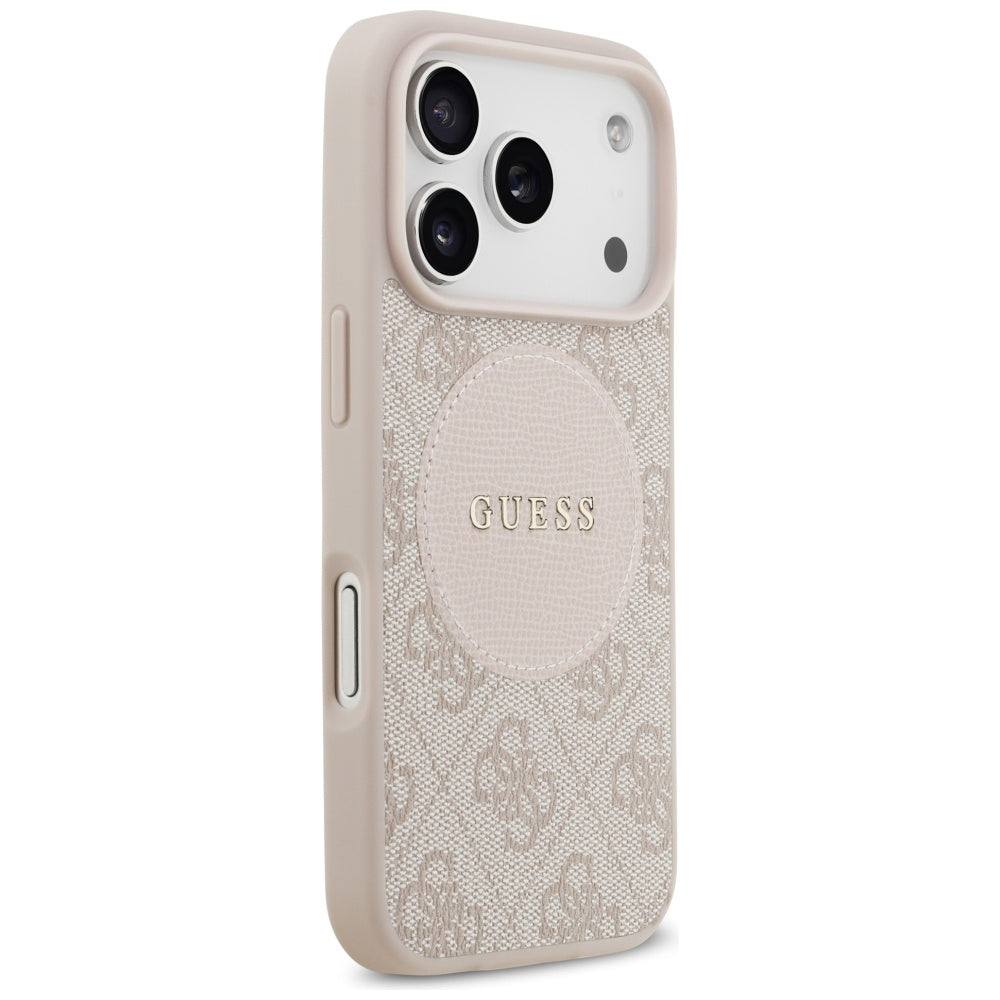 MagSafe ovitek za Apple iPhone 17 Pro, Guess, 4G Circle Classic Logo, Roza