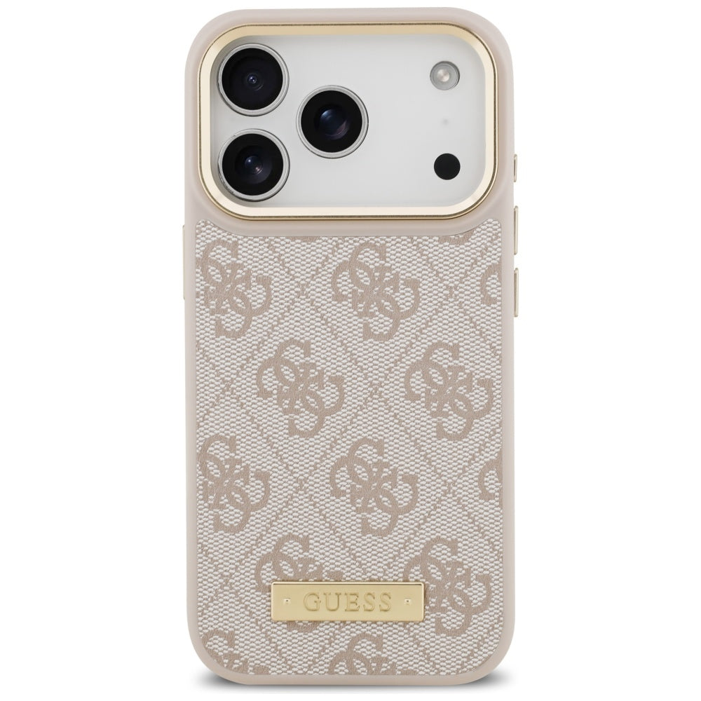 Ovitek MagSafe za Apple iPhone 17 Pro, Guess, 4G Logo Plate, Roza