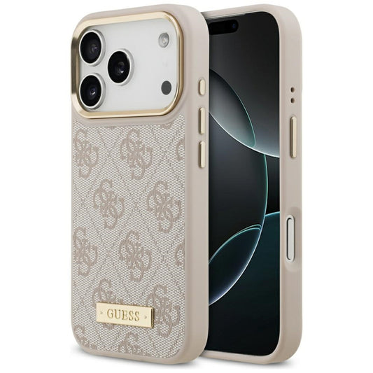 Ovitek MagSafe za Apple iPhone 17 Pro, Guess, 4G Logo Plate, Roza