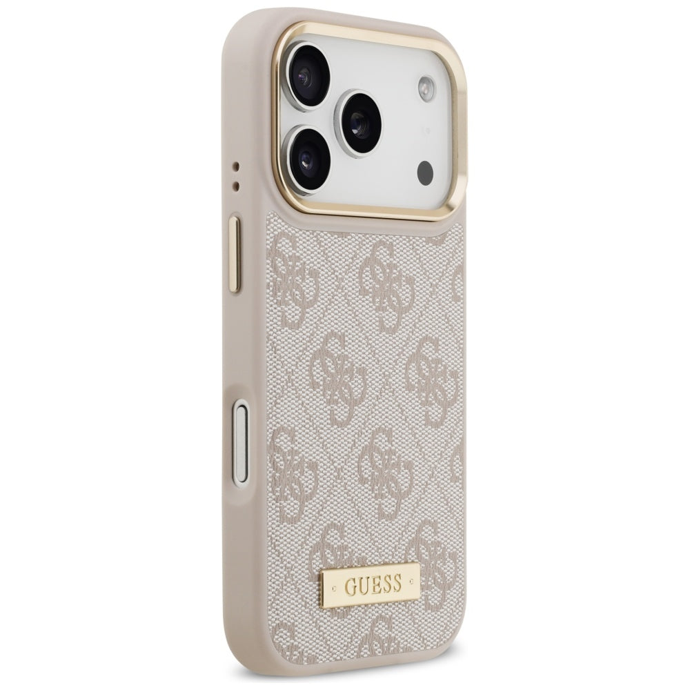 Ovitek MagSafe za Apple iPhone 17 Pro, Guess, 4G Logo Plate, Roza