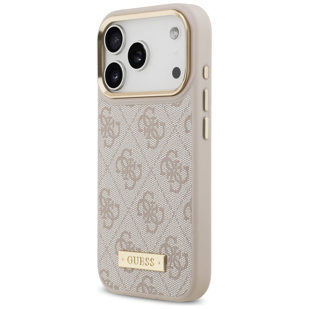 Ovitek MagSafe za Apple iPhone 17 Pro, Guess, 4G Logo Plate, Roza