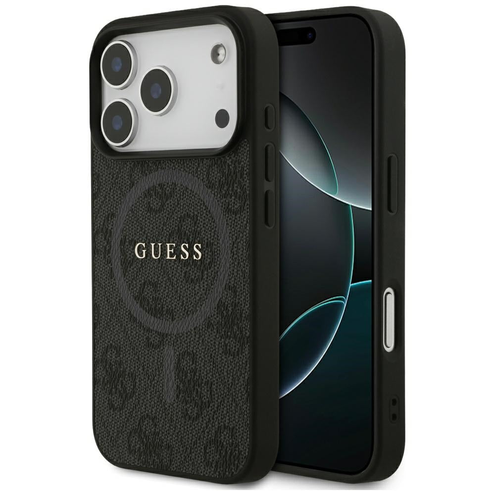 Ovitek MagSafe za Apple iPhone 17 Pro, Guess, 4G Ring Classic Logo, črn