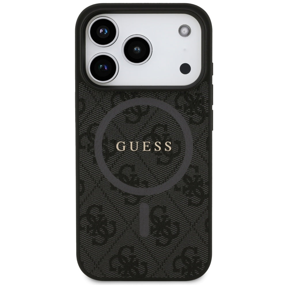 Ovitek MagSafe za Apple iPhone 17 Pro, Guess, 4G Ring Classic Logo, črn
