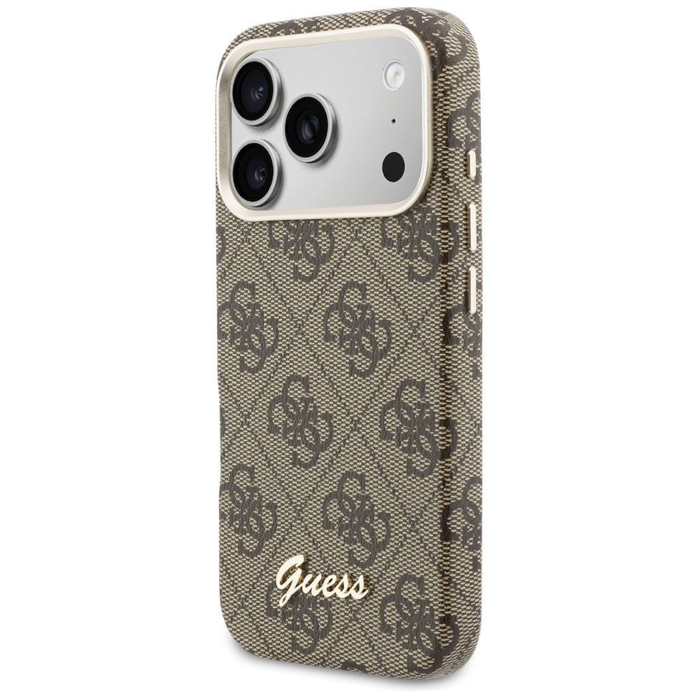 Ovitek MagSafe za Apple iPhone 17 Pro, Guess, 4G Script Logo, Rjava