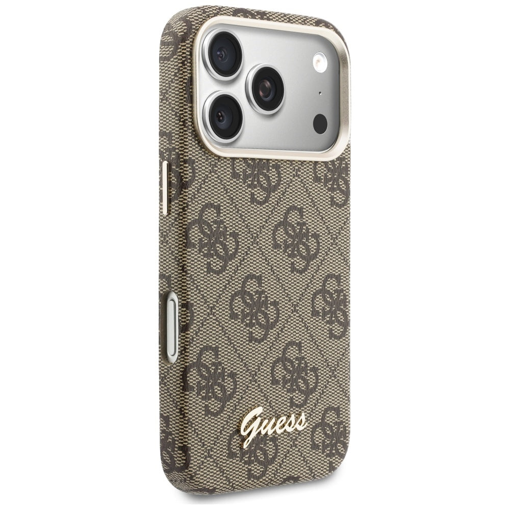 Ovitek MagSafe za Apple iPhone 17 Pro, Guess, 4G Script Logo, Rjava