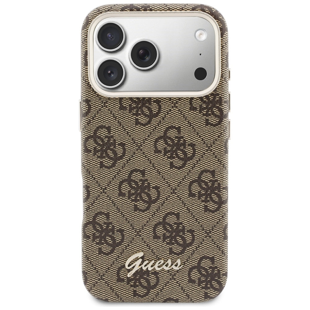 Ovitek MagSafe za Apple iPhone 17 Pro, Guess, 4G Script Logo, Rjava
