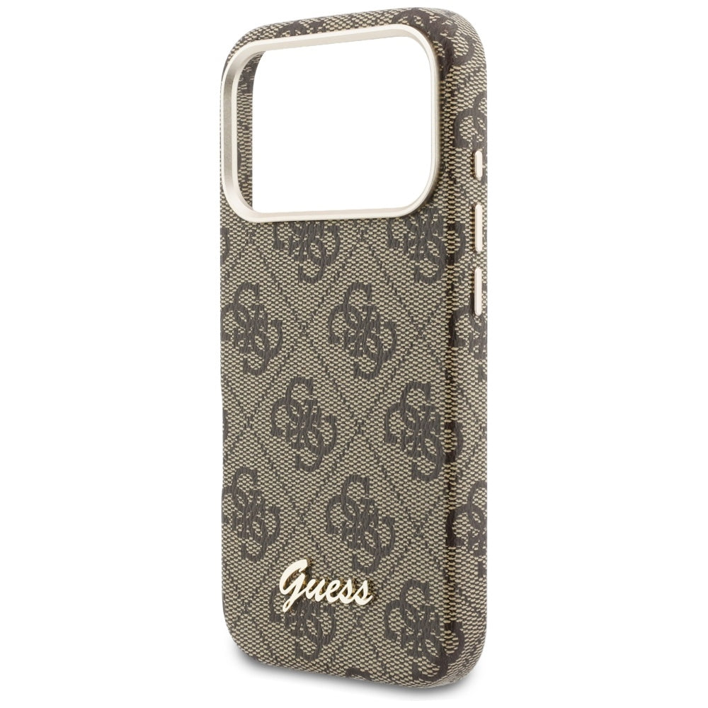 Ovitek MagSafe za Apple iPhone 17 Pro, Guess, 4G Script Logo, Rjava