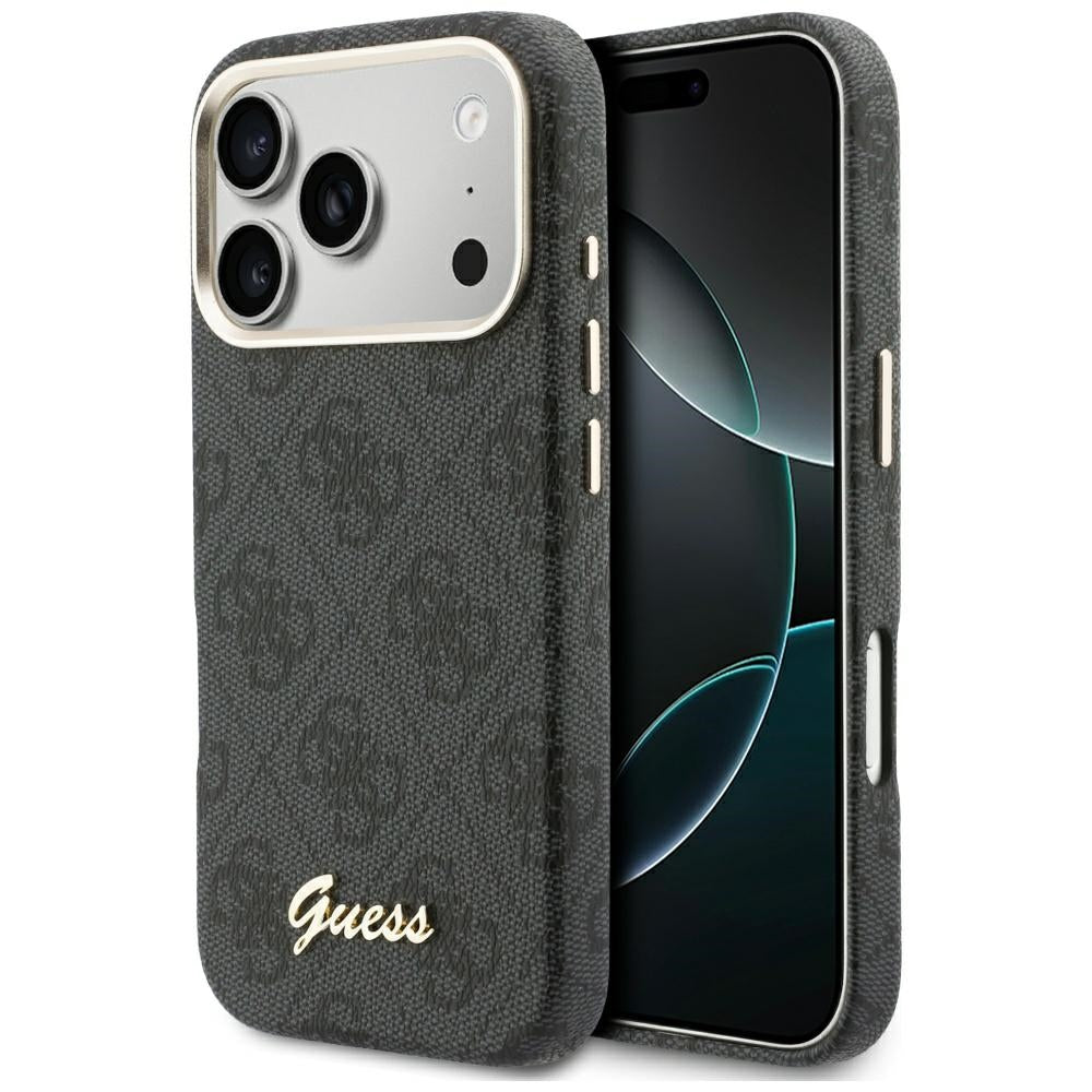 Ovitek MagSafe za Apple iPhone 17 Pro, Guess, 4G Script Logo, črn