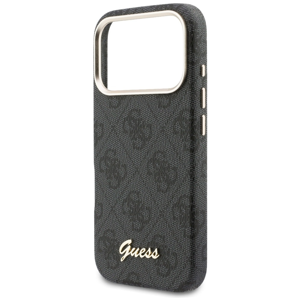 Ovitek MagSafe za Apple iPhone 17 Pro, Guess, 4G Script Logo, črn