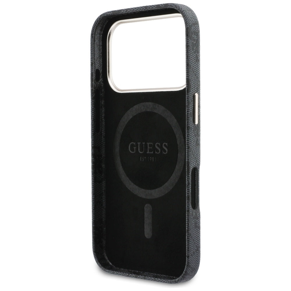 Ovitek MagSafe za Apple iPhone 17 Pro, Guess, 4G Script Logo, črn