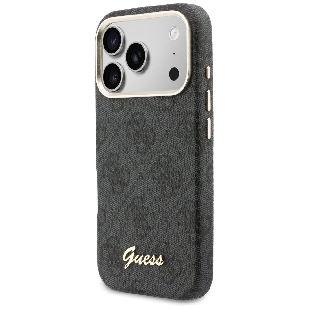 Ovitek MagSafe za Apple iPhone 17 Pro, Guess, 4G Script Logo, črn