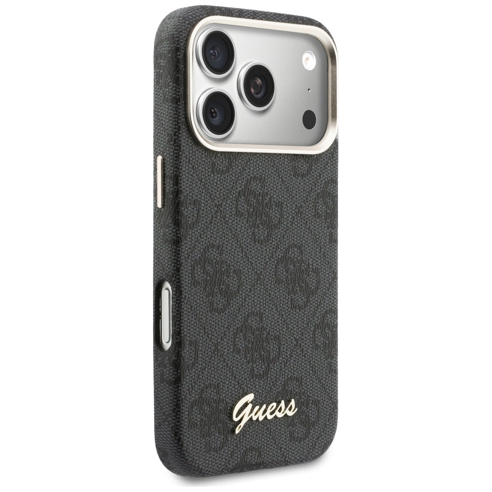 Ovitek MagSafe za Apple iPhone 17 Pro, Guess, 4G Script Logo, črn