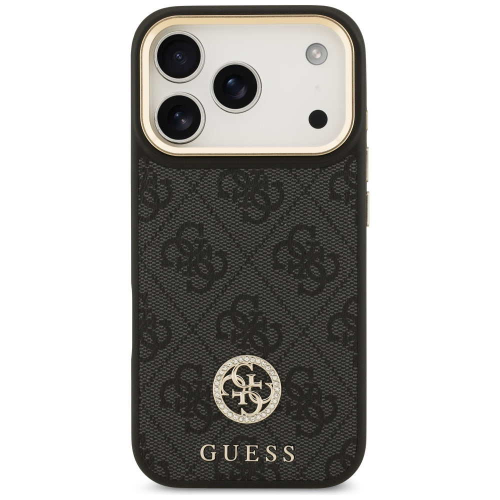 MagSafe ovitek za Apple iPhone 17 Pro, Guess, 4G Strass Logo, črn