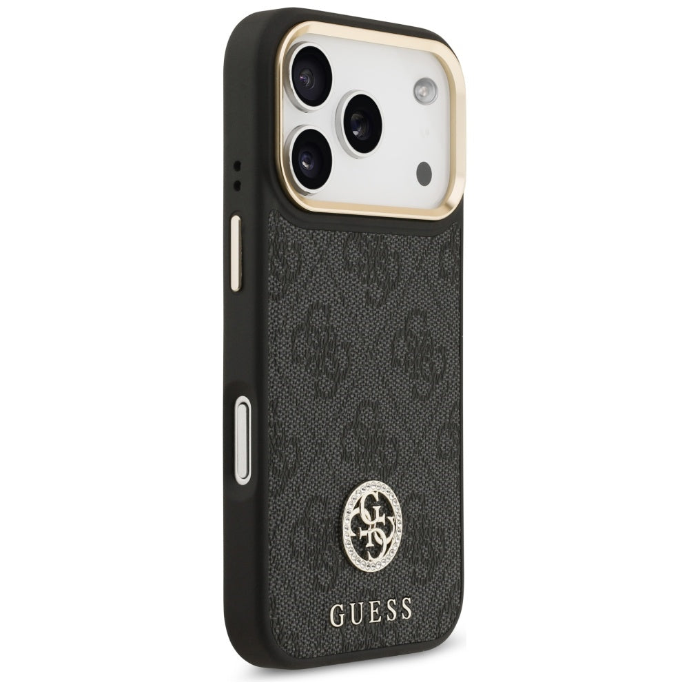 MagSafe ovitek za Apple iPhone 17 Pro, Guess, 4G Strass Logo, črn