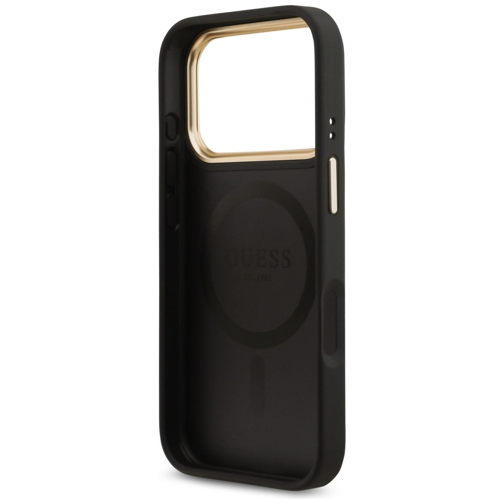 MagSafe ovitek za Apple iPhone 17 Pro, Guess, 4G Strass Logo, črn