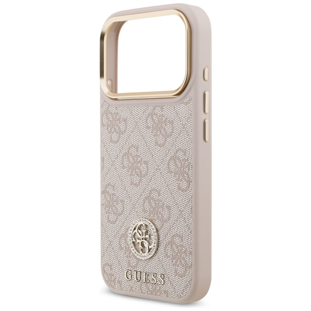 MagSafe ovitek za Apple iPhone 17 Pro, Guess, 4G Strass Logo, Roza