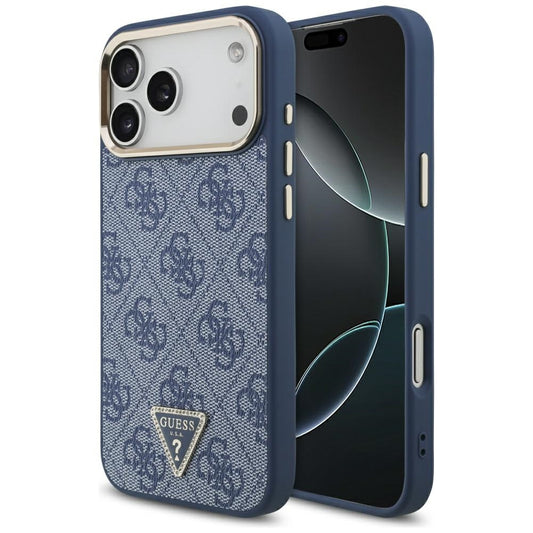 MagSafe ovitek za Apple iPhone 17 Pro, Guess, 4G Triangle Logo, Zlato modra