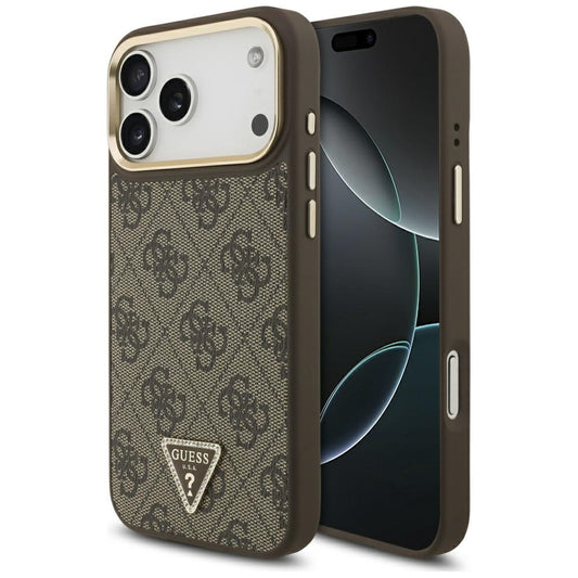 MagSafe ovitek za Apple iPhone 17 Pro, Guess, 4G Triangle Logo, Zlato rjava