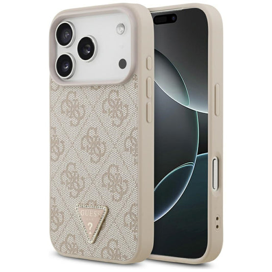 Ovitek MagSafe za Apple iPhone 17 Pro, Guess, 4G Triangle Strass, Roza