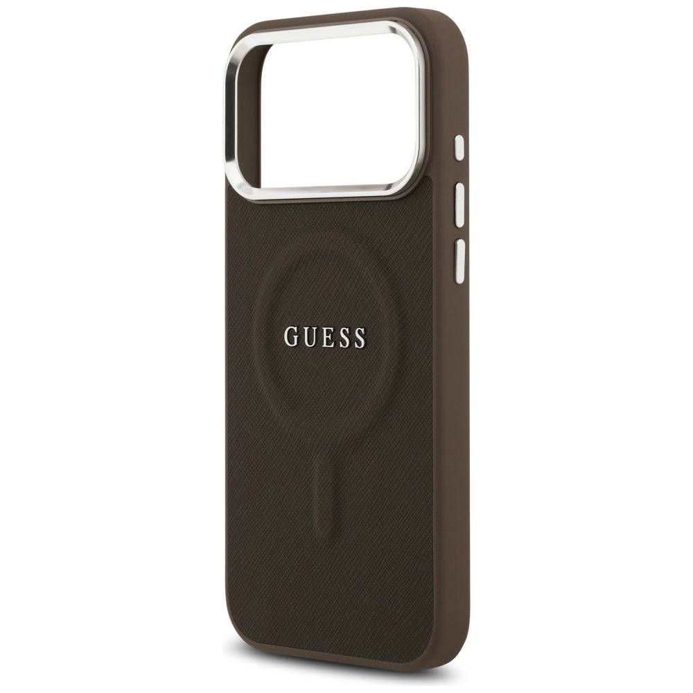 MagSafe ovitek za Apple iPhone 17 Pro, Guess, Classic Logo, Rjava