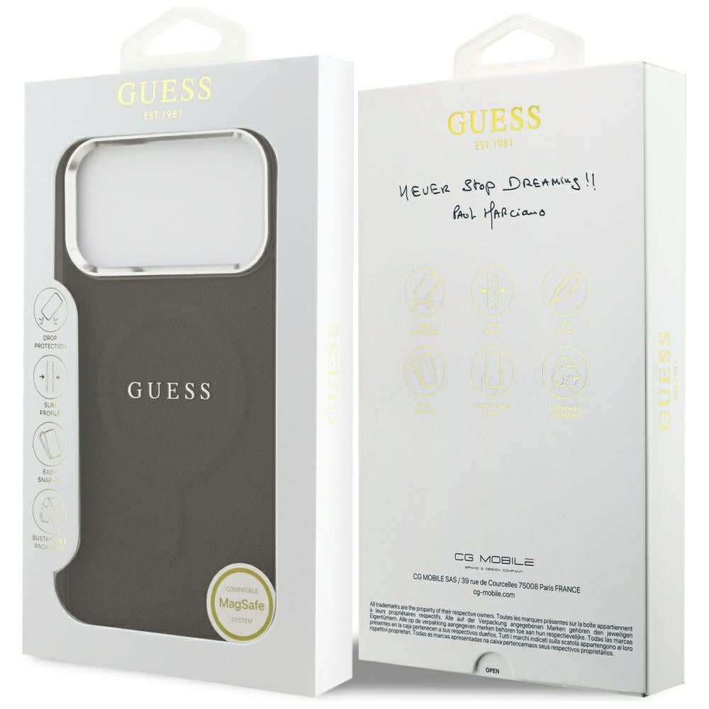MagSafe ovitek za Apple iPhone 17 Pro, Guess, Classic Logo, Rjava