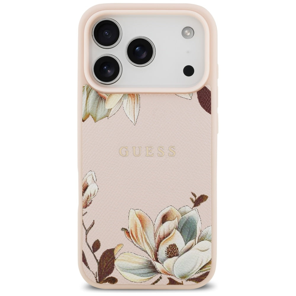 Ovitek MagSafe za Apple iPhone 17 Pro, Guess, Grained Flowers, Roza
