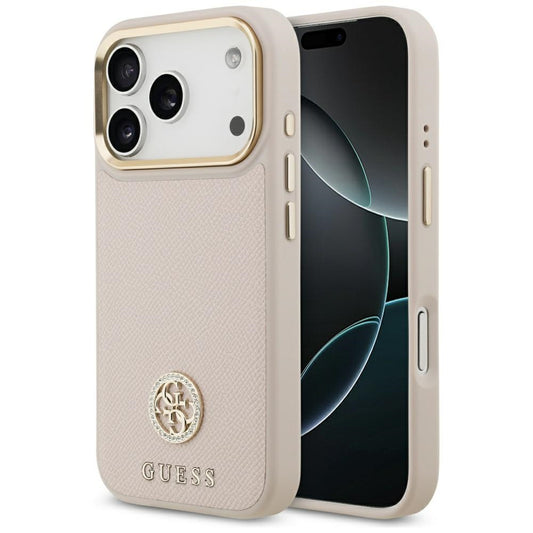 Ovitek MagSafe za Apple iPhone 17 Pro, Guess, Grained Strass Logo, Roza