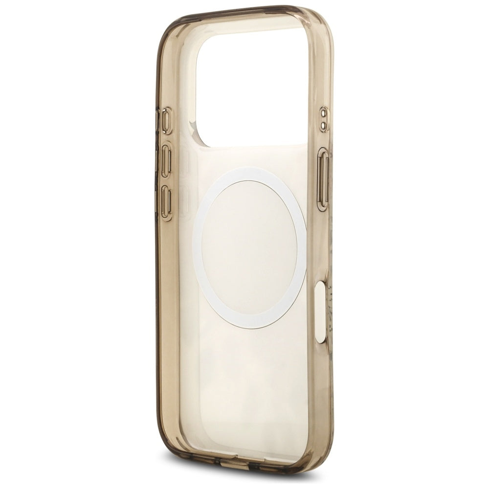Ovitek MagSafe za Apple iPhone 17 Pro, Guess, IML Flower and Tonal Circle, Rjava
