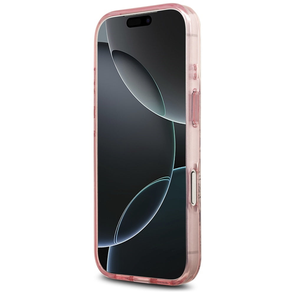 MagSafe Case for Apple iPhone 17 Pro, Guess, IML Flower and Tonal Circle, Pink