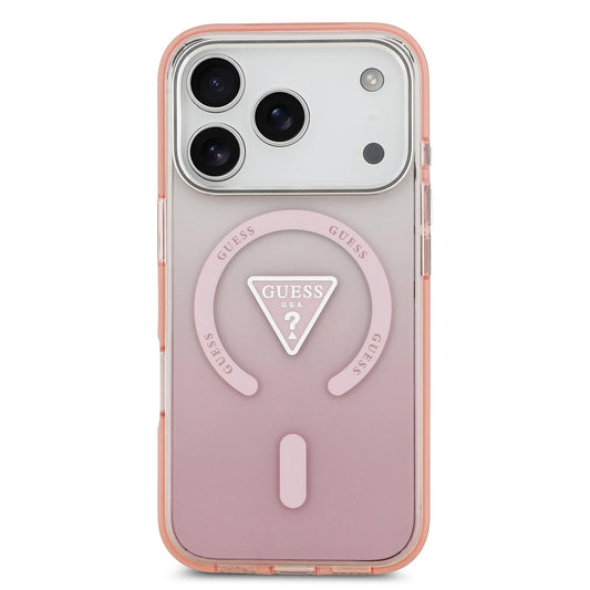 Ovitek MagSafe za Apple iPhone 17 Pro, Guess, IML Gradient Triangle Logo, Roza