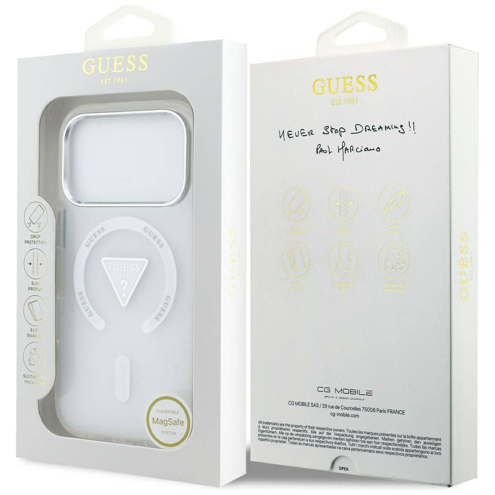 Ovitek MagSafe za Apple iPhone 17 Pro, Guess, IML Gradient Triangle Logo, Prozoren