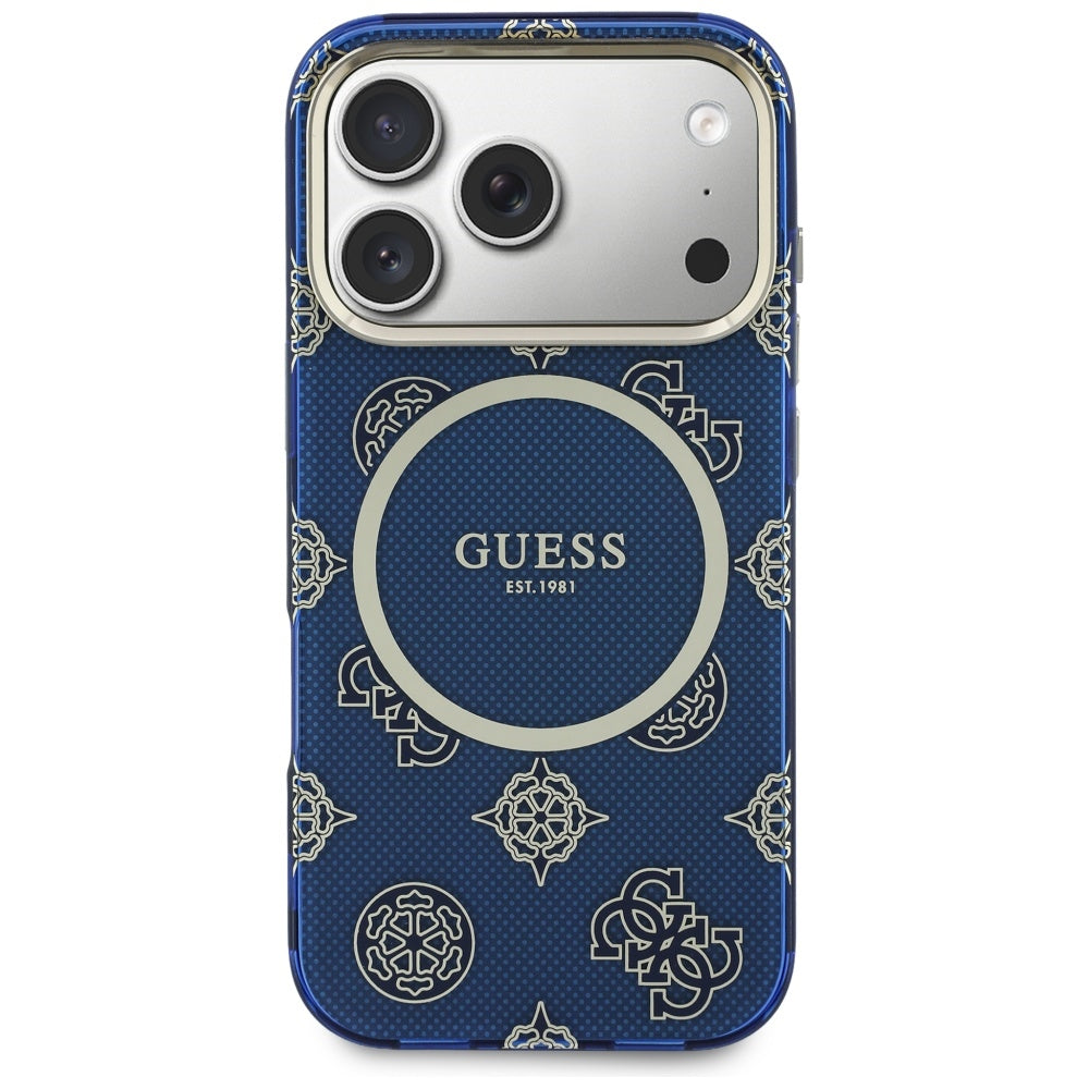 Ovitek MagSafe za Apple iPhone 17 Pro, Guess, IML Peony Dot, Modra