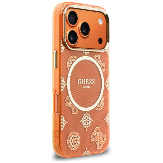 Ovitek MagSafe za Apple iPhone 17 Pro, Guess, IML Peony Dot, Oranžen