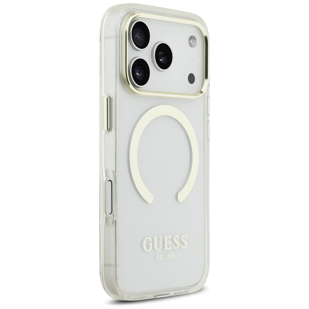 Ovitek MagSafe za Apple iPhone 17 Pro, Guess, Metal Outline, Zlat