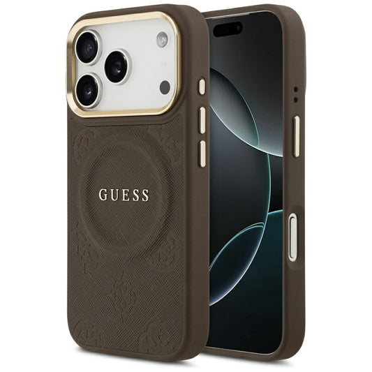 Ovitek MagSafe za Apple iPhone 17 Pro, Guess, Peony Hot Stamp, Rjava