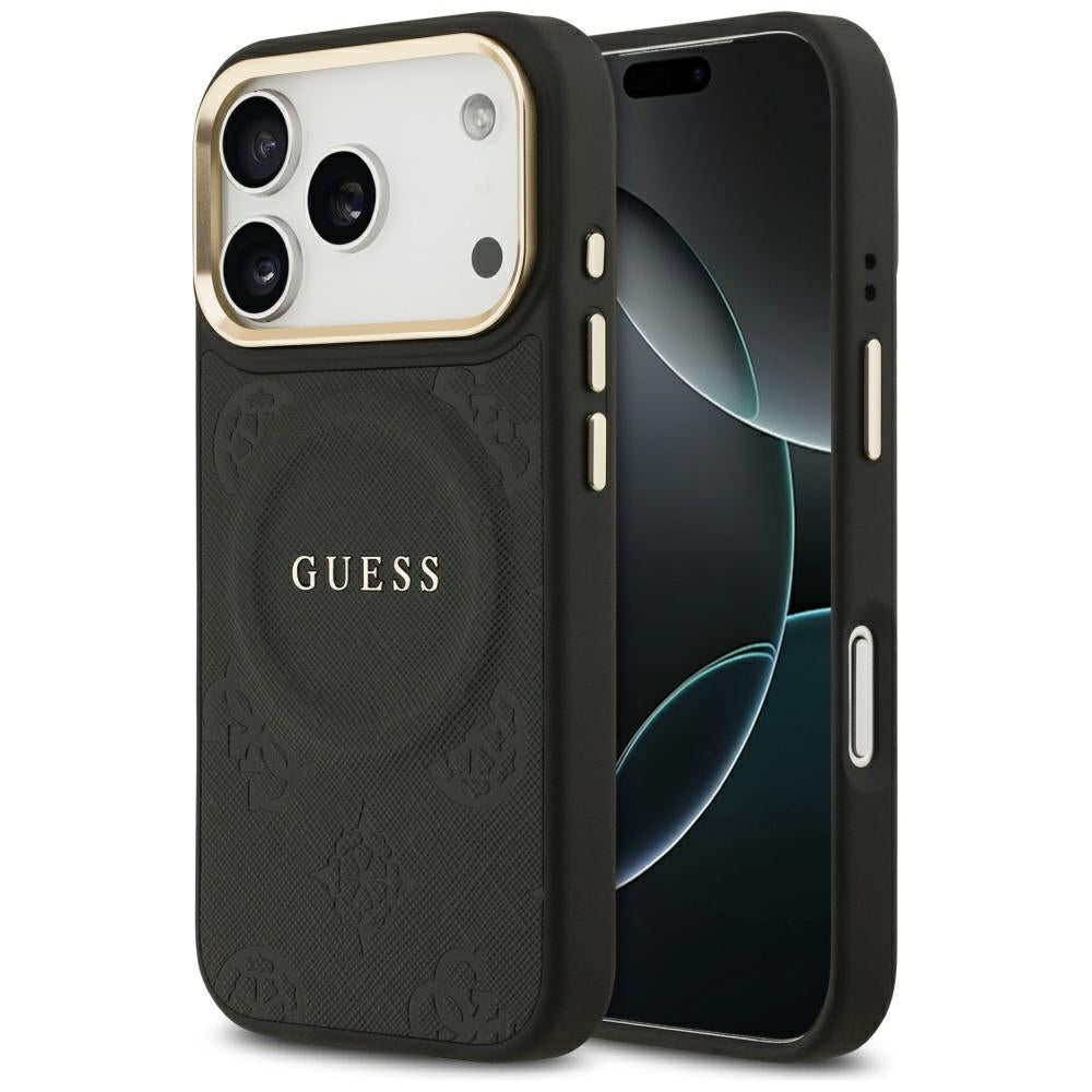 Ovitek MagSafe za Apple iPhone 17 Pro, Guess, Peony Hot Stamp, Črn