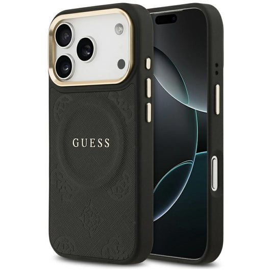 Ovitek MagSafe za Apple iPhone 17 Pro, Guess, Peony Hot Stamp, Črn