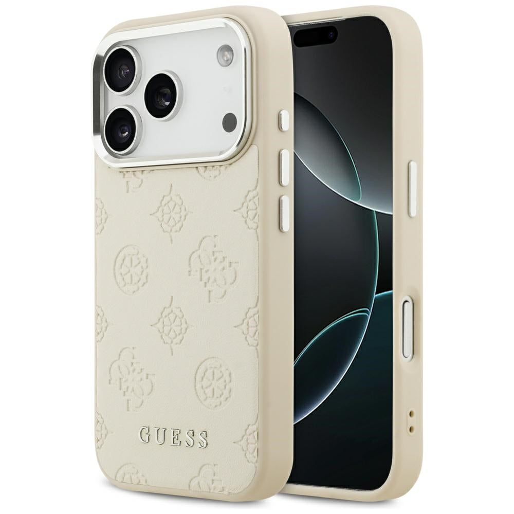 Ovitek MagSafe za Apple iPhone 17 Pro, Guess, Peony Hot Stamp Script, Bež