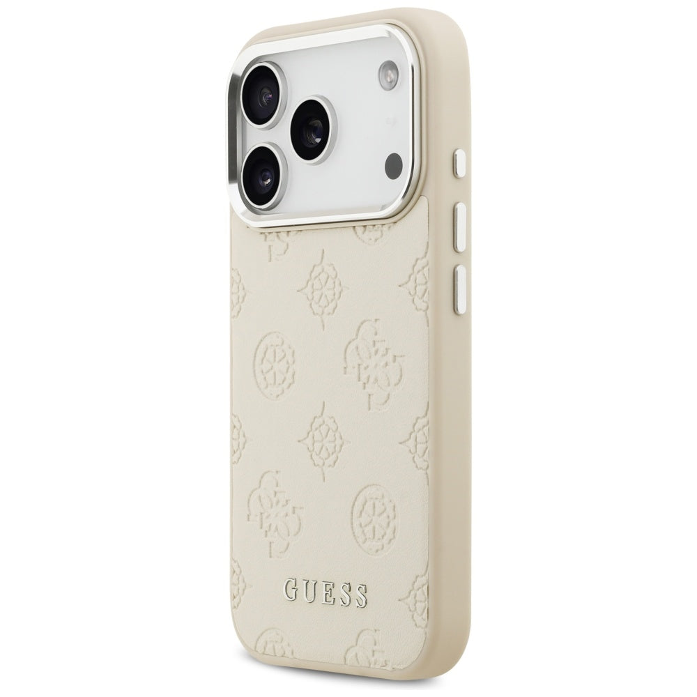 Ovitek MagSafe za Apple iPhone 17 Pro, Guess, Peony Hot Stamp Script, Bež