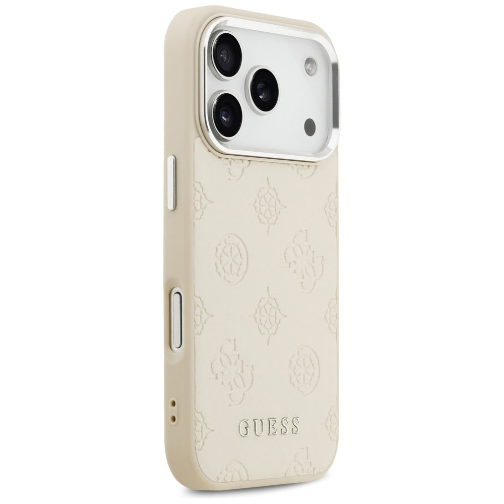 Ovitek MagSafe za Apple iPhone 17 Pro, Guess, Peony Hot Stamp Script, Bež