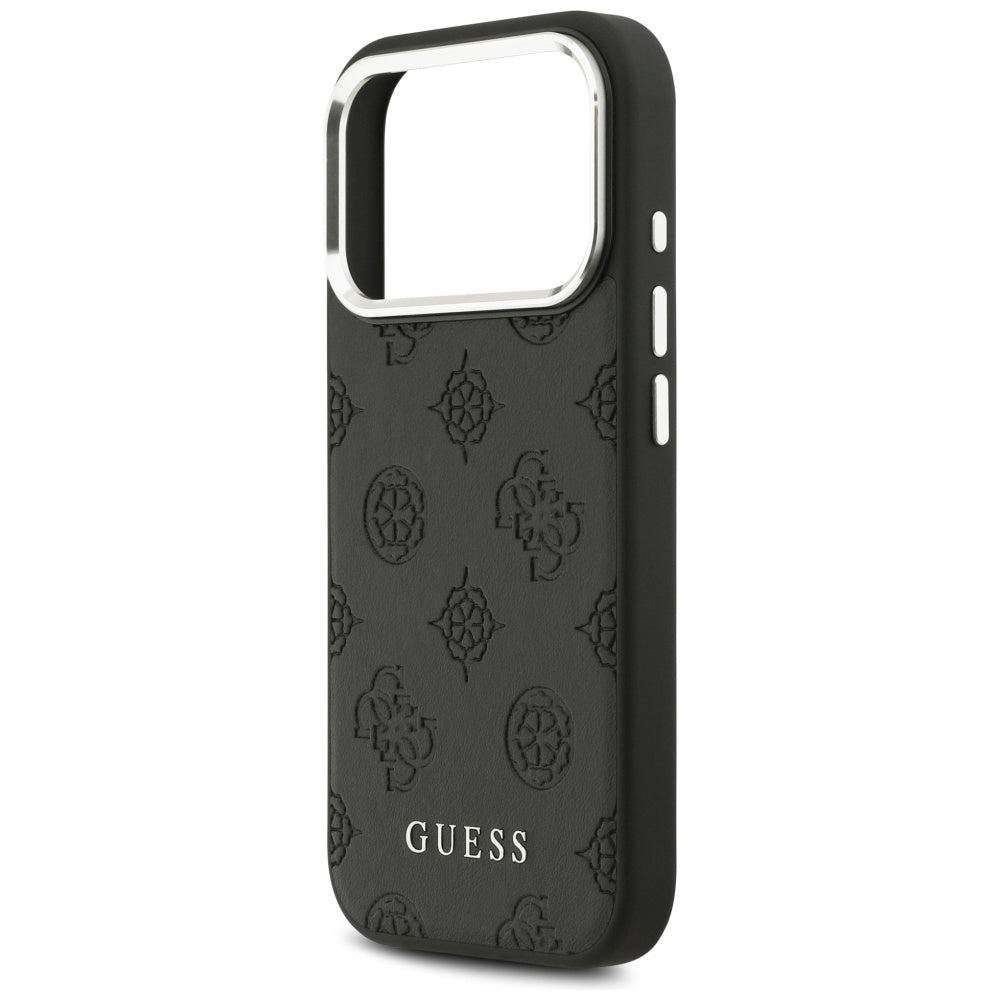 MagSafe ovitek za Apple iPhone 17 Pro, Guess, Peony Hot Stamp Script, črn