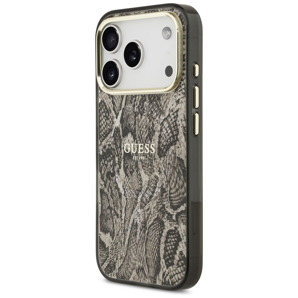 Ovitek MagSafe za Apple iPhone 17 Pro, Guess, Python vzorec, Rjava