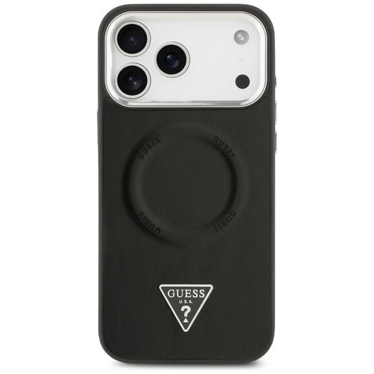 MagSafe ovitek za Apple iPhone 17 Pro, Guess, Triangle Logo, Črno Srebrn