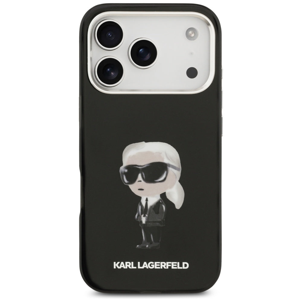 Ovitek MagSafe za Apple iPhone 17 Pro, Karl Lagerfeld, IML Aquarelle Karl Ikonik, Črn