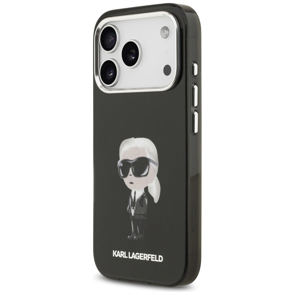Ovitek MagSafe za Apple iPhone 17 Pro, Karl Lagerfeld, IML Aquarelle Karl Ikonik, Črn